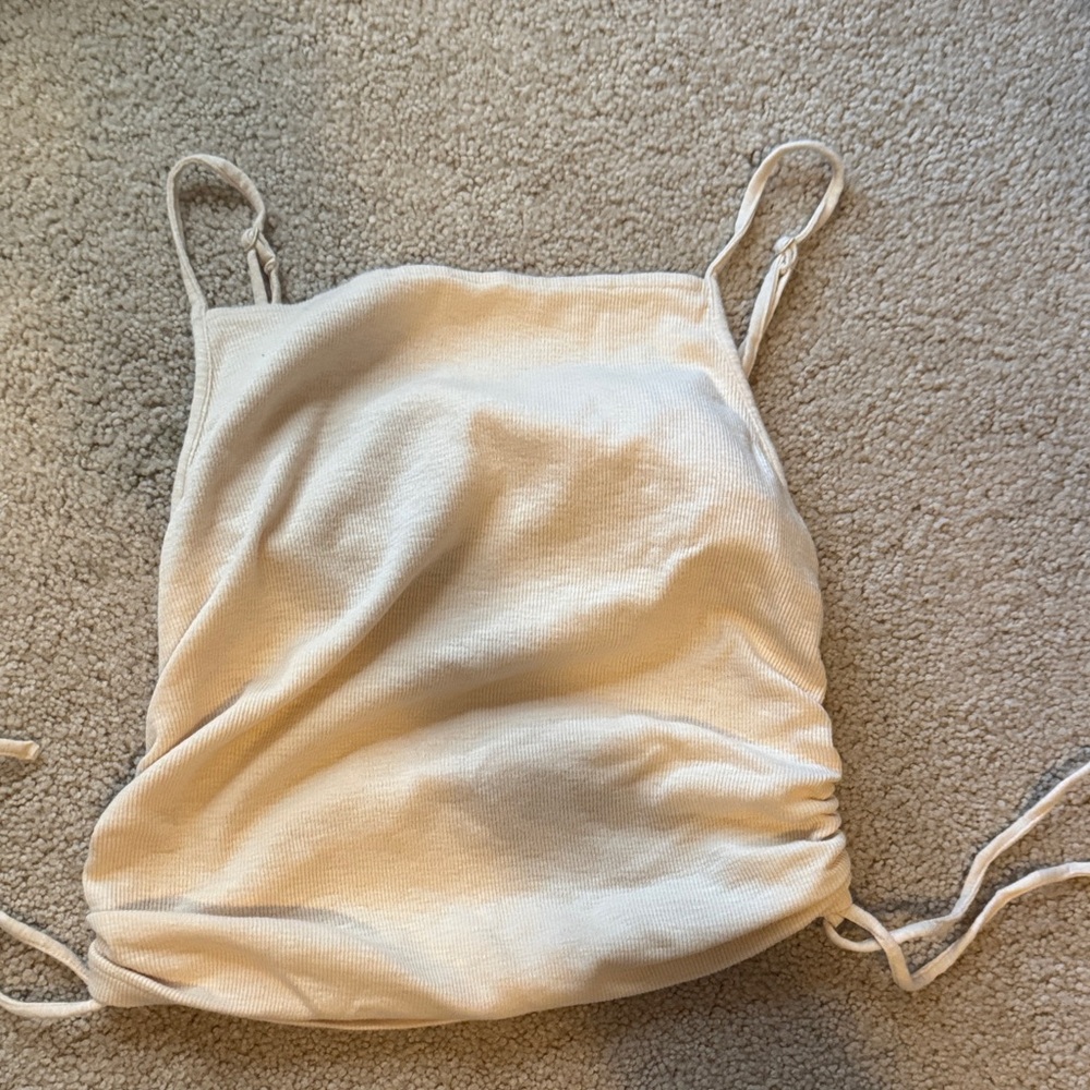 Aerie Medium Cream Ruched Tank Top